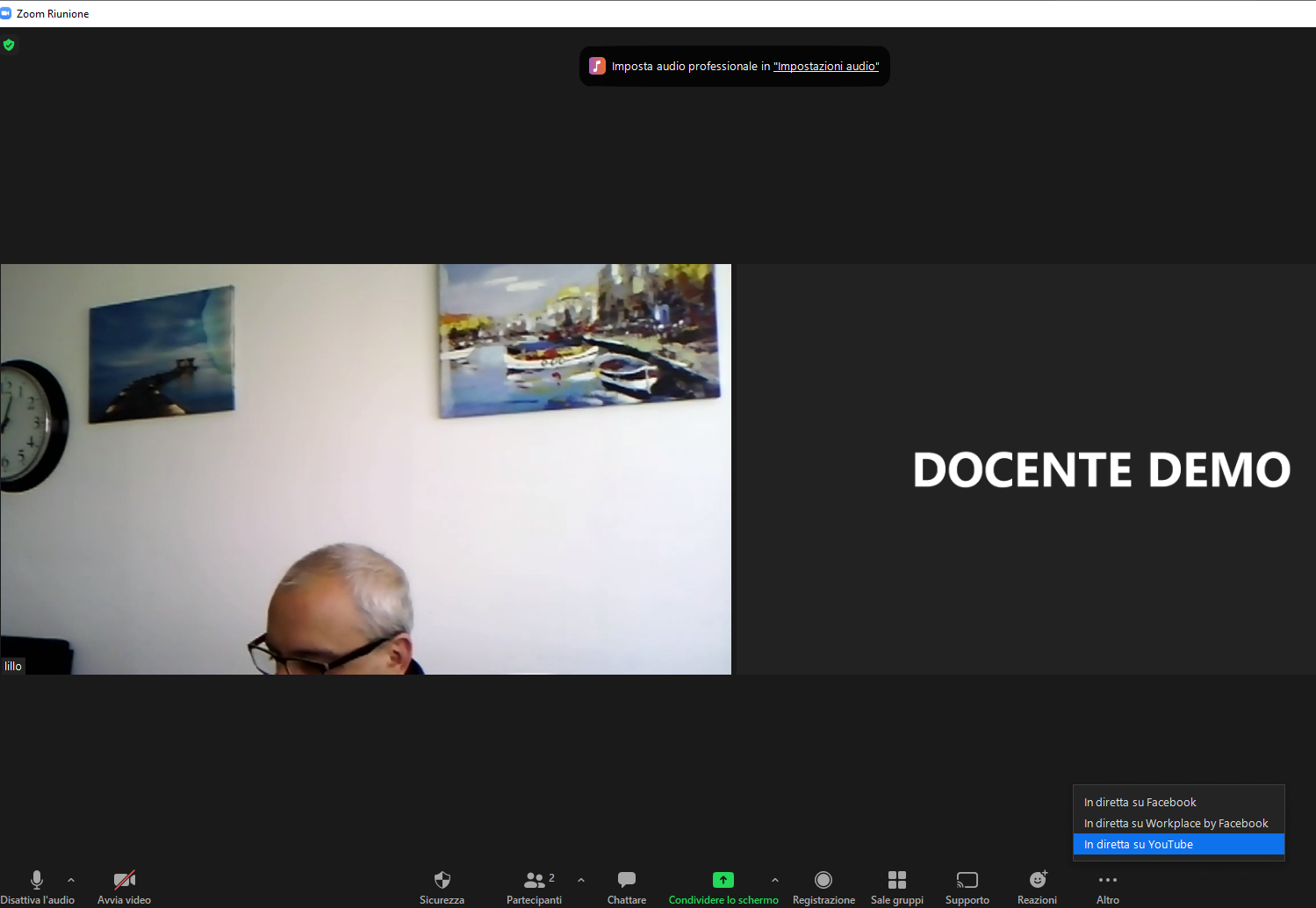 Consenti diretta streaming delle riunioni Consenti diretta streaming delle riunioni ZOOM